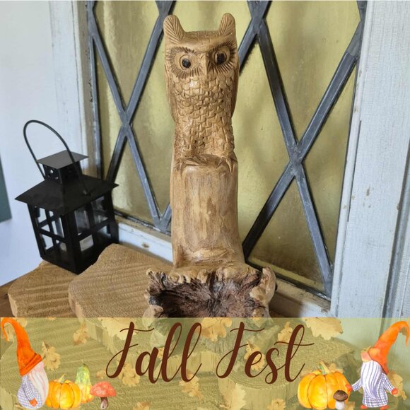 🍂 20% OFF - Vintage Owl Wood Sculpture - Unique Folk Art Peice! - Picture 1 of 12